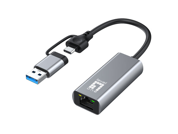 LevelOne Netværksadapter USB-C 3.2 Gen 1 / USB-A 3.2 Gen 1 2.5Gbps Kablet