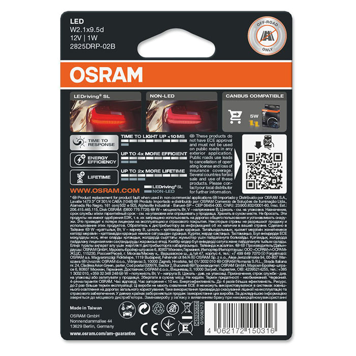 Ledriving Sl Rød W5W 12V - osram