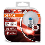 Osram Night Breaker Laser H3 55W 12V +150 Procent - Sæt