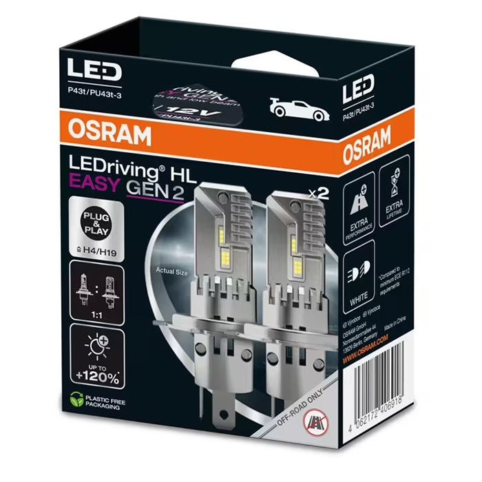 Osram LEDriving HL Easy Gen 2 H4/H19 12V - Sæt