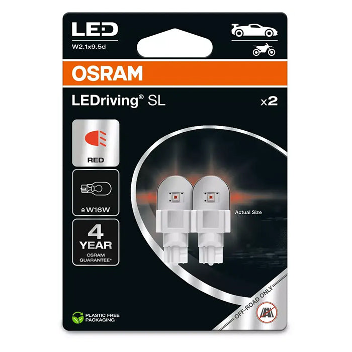 Osram LEDriving SL Rød W16W 12V - Sæt