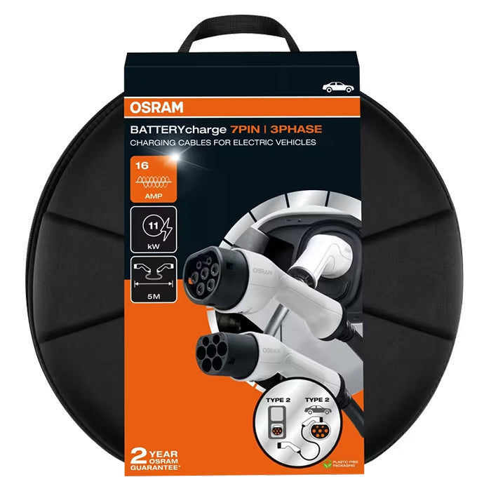 Osram Ladekabel type 2 16A 3-faset 5m inkl. taske