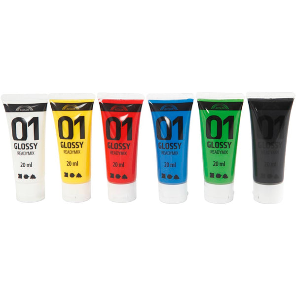 Akrylmaling Blank, standardfarver, 6x20 ml/ 1 pk.