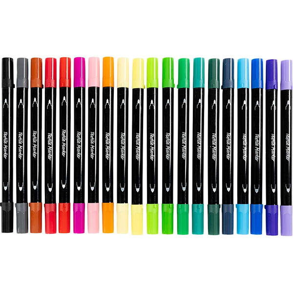 Tekstiltusch, streg 2,3+3,6 mm, standardfarver, 20 stk./ 1 pk.