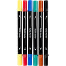Tekstiltusch, streg 2,3+3,6 mm, standardfarver, 6 stk./ 1 pk.