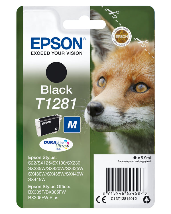 Epson T1281 Sort Blæk C13T12814022