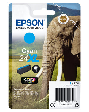 Epson 24XL Cyan Blæk C13T24324012