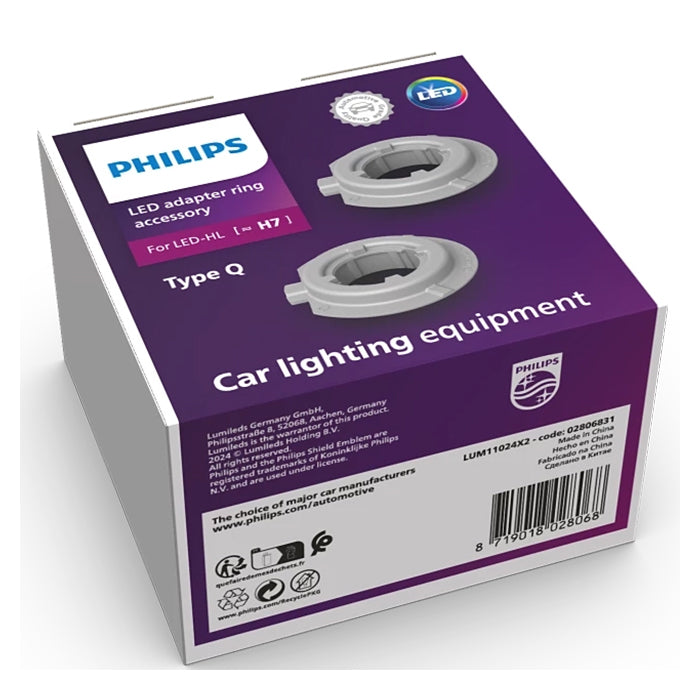 Adapterringe til H7 LED-forlygter, universal sæt 2 stk - Philips