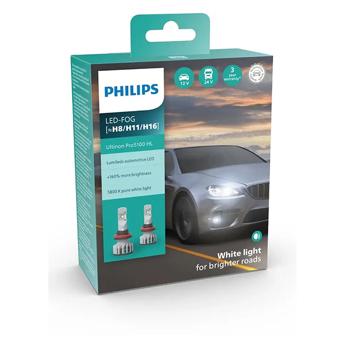 Philips Ultinon Pro5100 LED Fog H8/H11/H16 -12/24V- Sæt