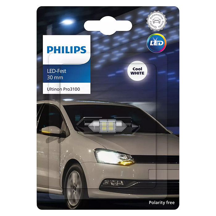 Philips Ultinon Pro3100 6000K Pinol 30mm 12V - 1 stk.