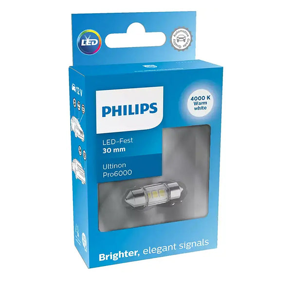 Philips Ultinon Pro6000 4000K Pinol 30mm 12V - 1 stk.