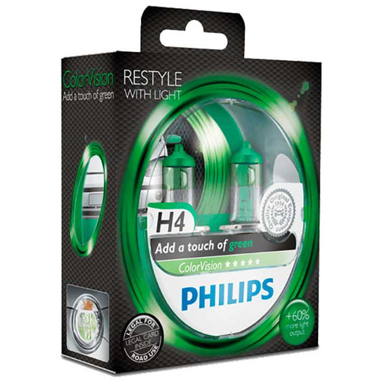 Philips Colorvision Grøn H4 60/55W 12V - Sæt