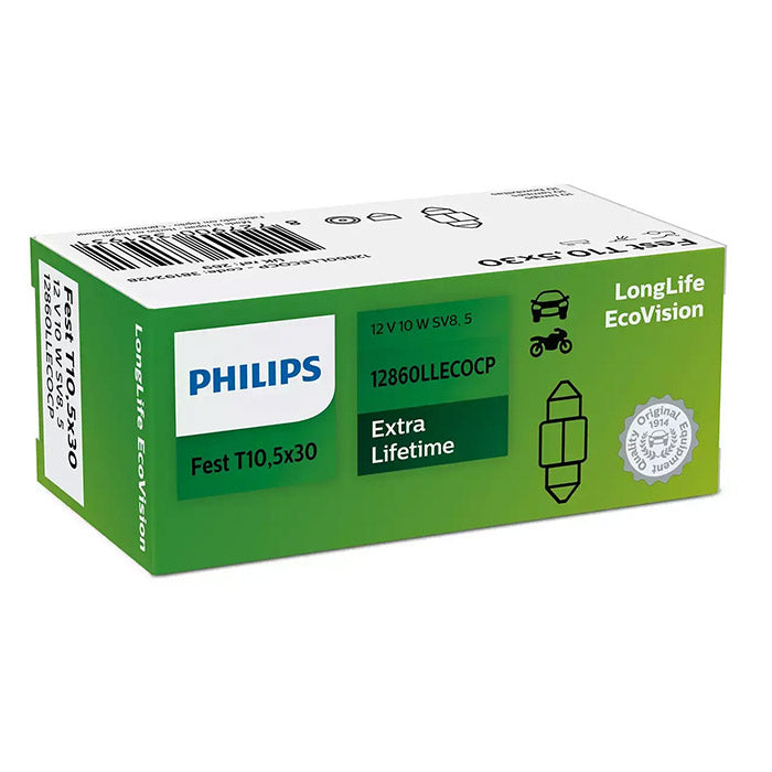 Philips Longlife EcoVision 10W Pinol 30mm 12V - 10 stk.
