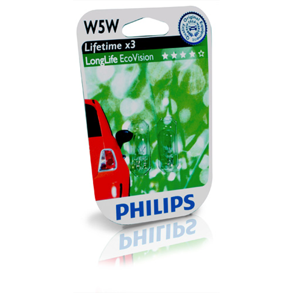 Philips Longlife EcoVision W5W 12V - Sæt