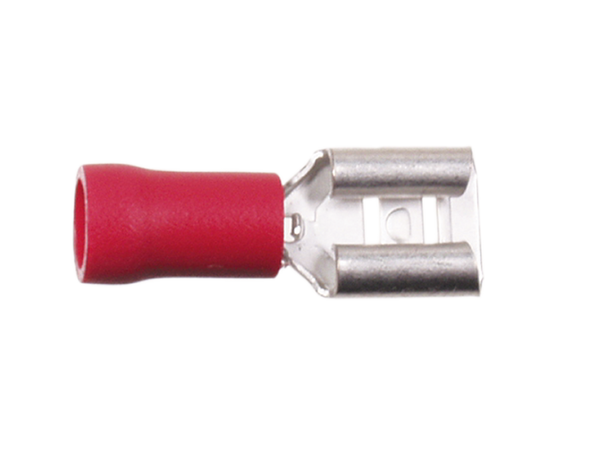 Kabelsko rød 6,3mm / 100 stk (flad hun )