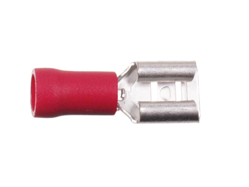 Kabelsko rød 6,3mm / 100 stk (flad hun )