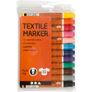 Tekstiltusch, streg 2-4 mm, ass. farver, 12 stk./ 1 pk.