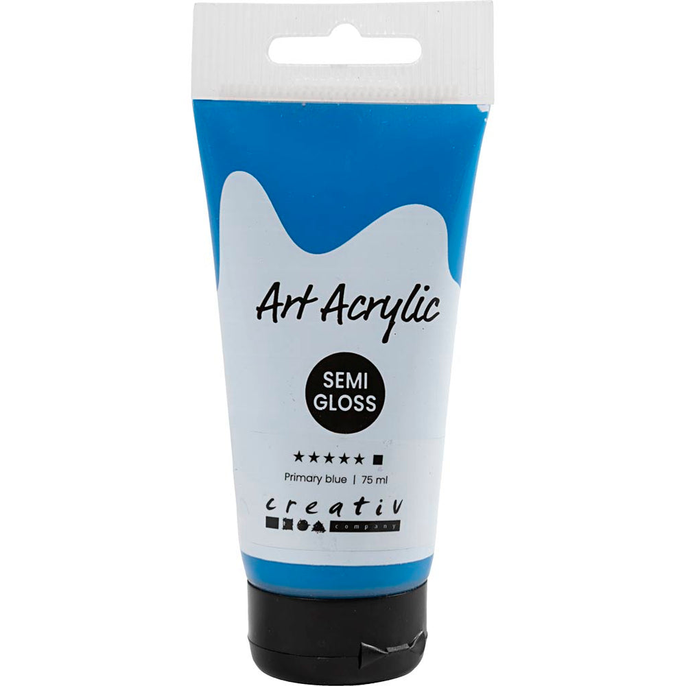 Art Akrylmaling, halvblank, dækkende, primær blå, 75 ml/ 1 fl.