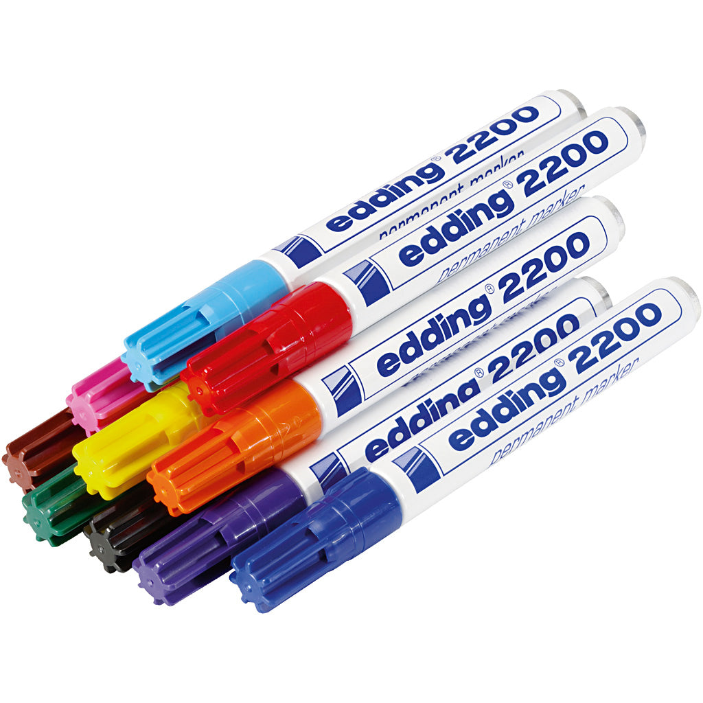 Edding markere, 2200, streg 1,5-3 mm, ass. farver, 10 stk./ 1 pk.