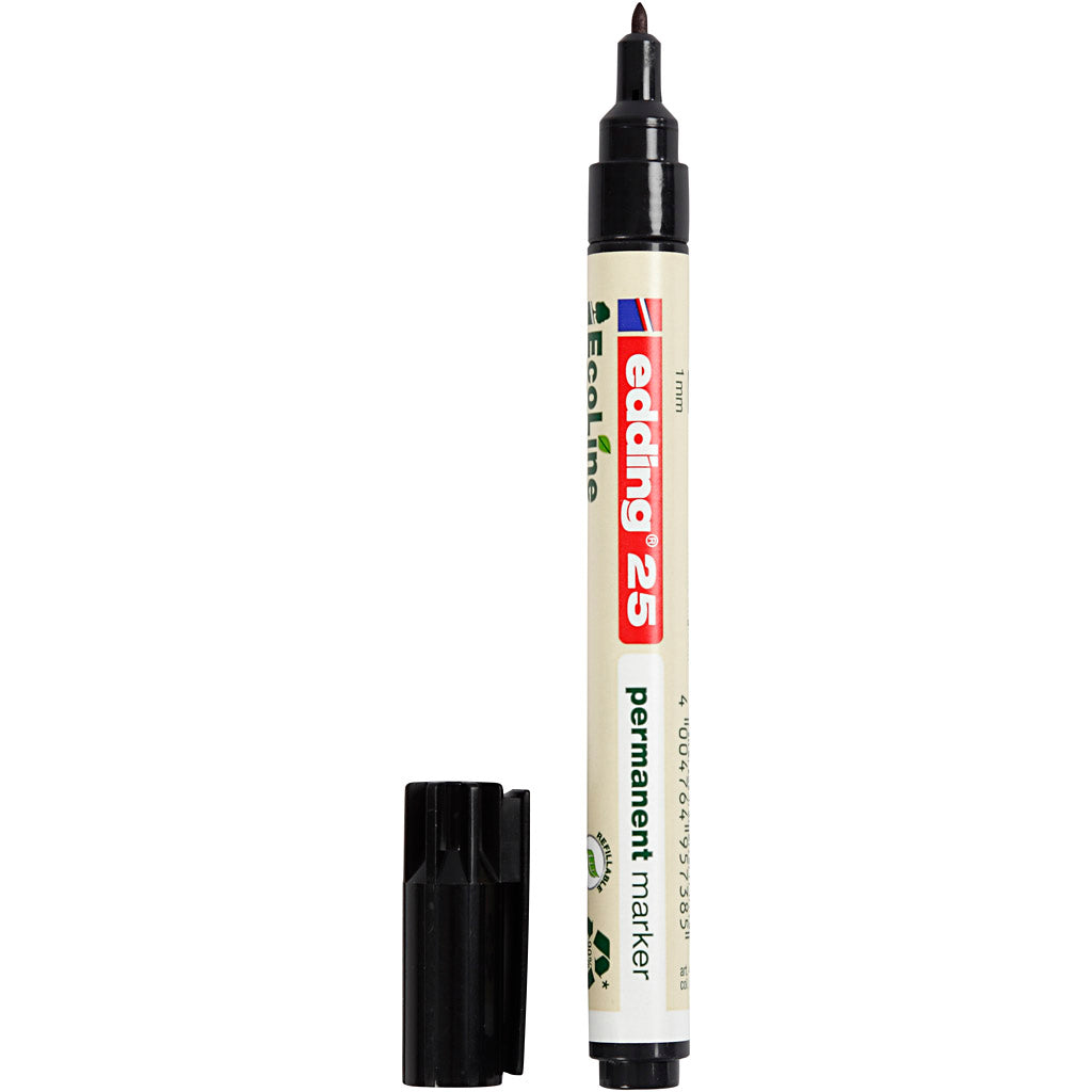 Edding EcoLine marker 25, nr. 25, streg 1 mm, sort, 1 stk.
