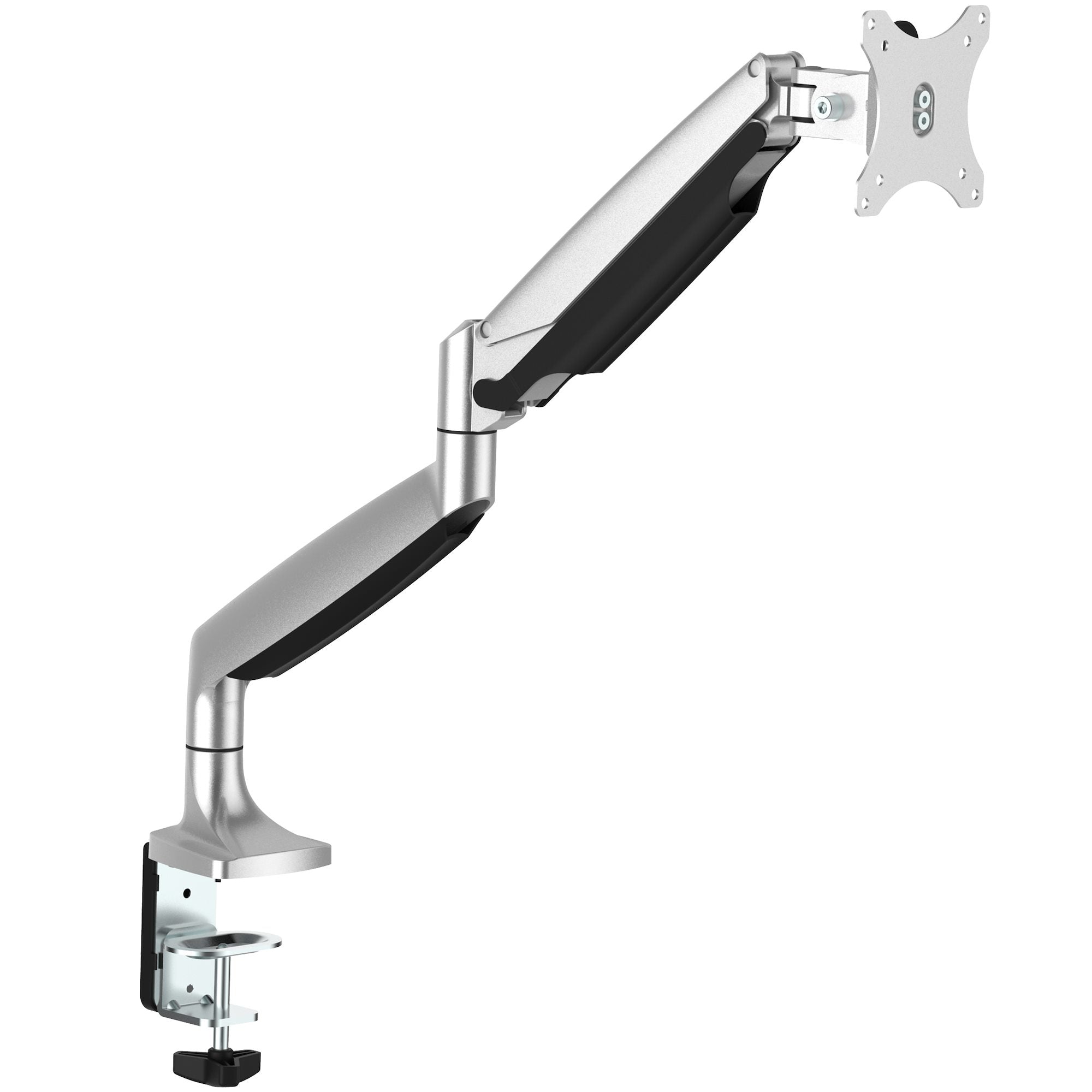 StarTech.com Desk Mount Monitor Arm, Heavy Duty Ergonomic VESA Monitor Arm, Single Display up to 9kg, Full Motion, Height Adjustable, Articulating, Aluminum, C-Clamp/Grommet, Silver - Small Footprint Design Monteringssæt LCD display 12-34