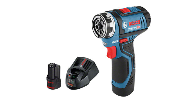 Bosch GSR 12V-15 FC Professional Bore-/skruemaskine Batteridrevet 2 batterier inkluderet 1/4 hex-sokkel, nøgleløs chuck