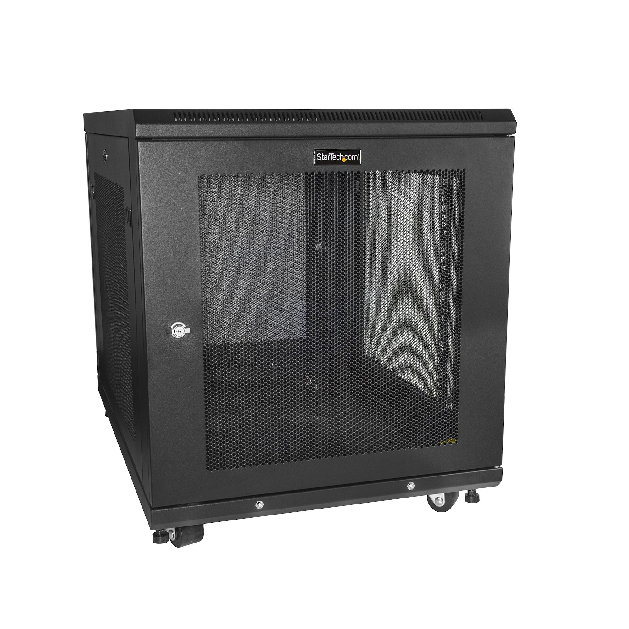StarTech.com 12U 19 Server Rack Cabinet - 4 Post Adjustable Depth 2-30 Mobile Locking Vented IT/Data Network Enclosure w/Casters & Shelf Rack Sort