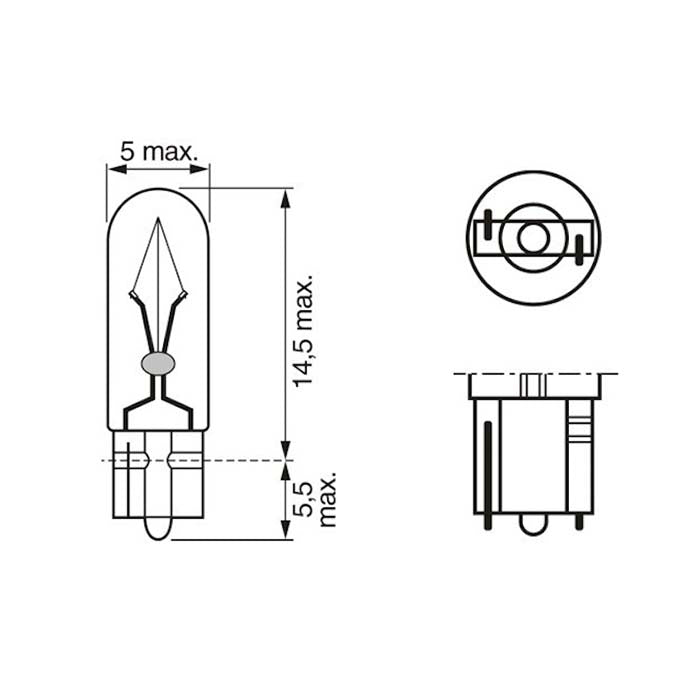Bosch Pure Light pære W1,2W 12V Instrumentlys - 2 stk.