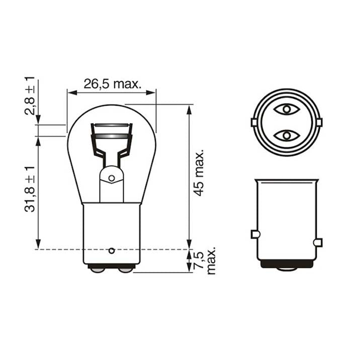 Bosch Longlife pære P21/5W 12V - 2 stk.