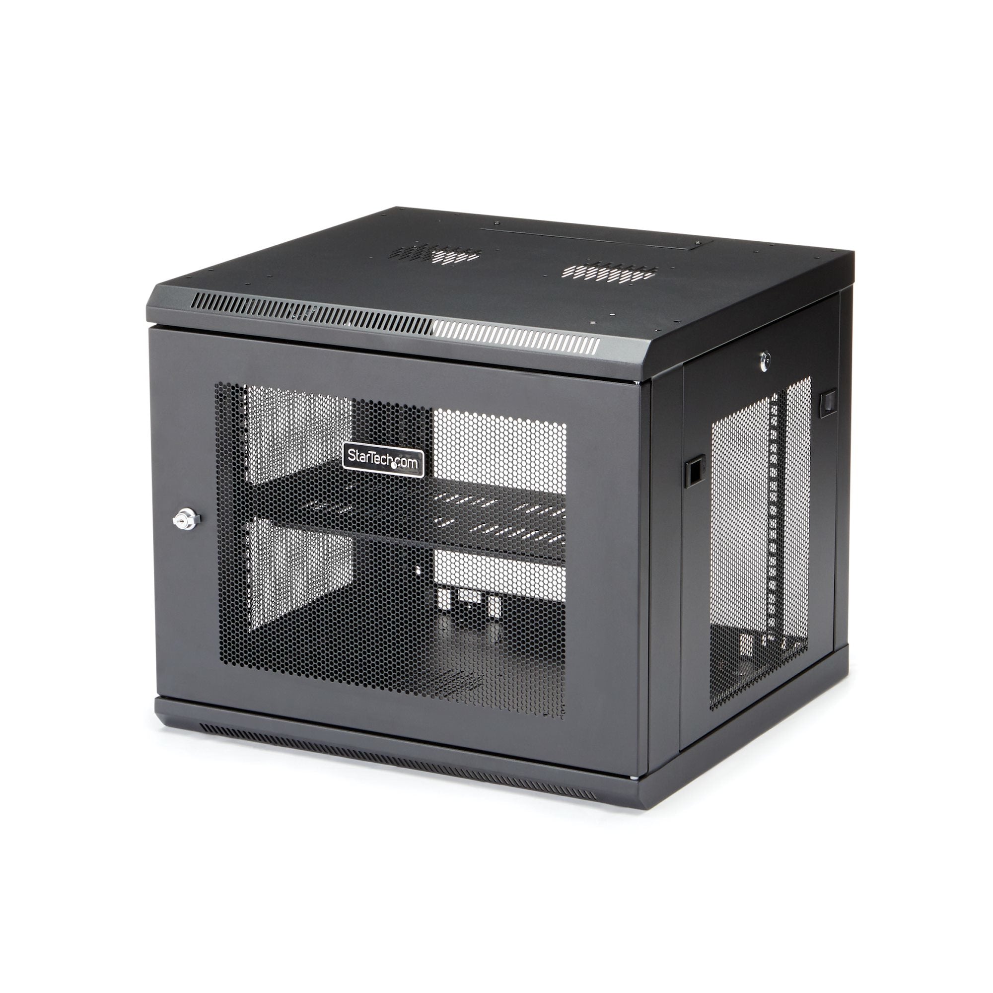 StarTech.com 9U Wall Mount Server Rack Cabinet - 4-Post Adjustable Depth (2 to 19) Network Equipment Enclosure Cable Management (RK920WALM) Stativindelukkekabinet Sort