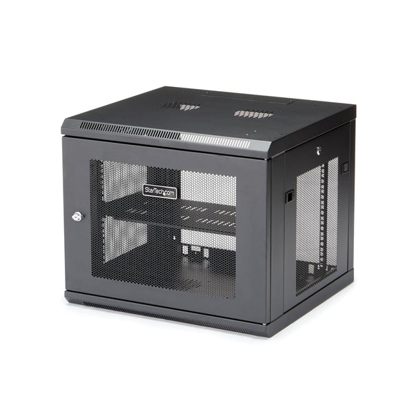 StarTech.com 9U Wall Mount Server Rack Cabinet - 4-Post Adjustable Depth (2 to 19) Network Equipment Enclosure Cable Management (RK920WALM) Stativindelukkekabinet Sort