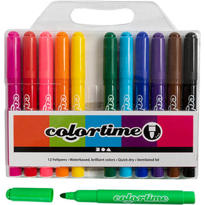 Colortime Tusch, streg 5 mm, standardfarver, 12 stk./ 1 pk.