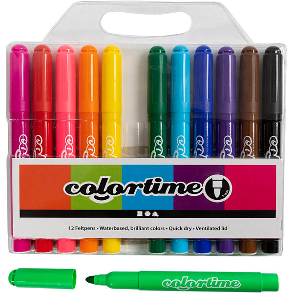 Colortime Tusch, streg 5 mm, standardfarver, 12 stk./ 1 pk.