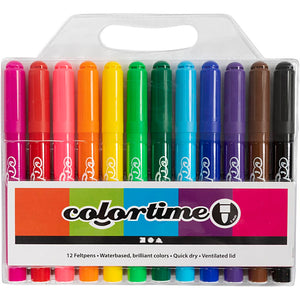 Colortime Tusch, streg 5 mm, standardfarver, 12 stk./ 1 pk.
