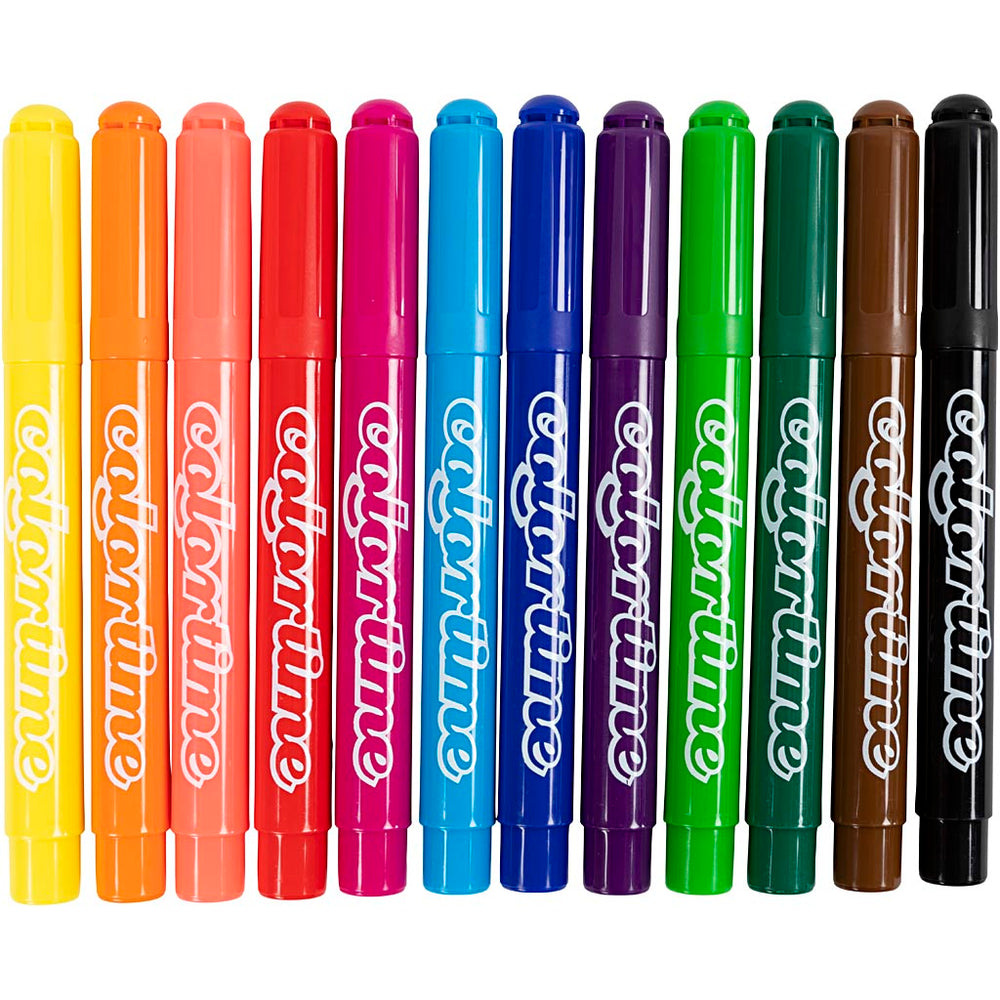 Colortime Tusch, streg 5 mm, standardfarver, 12 stk./ 1 pk.