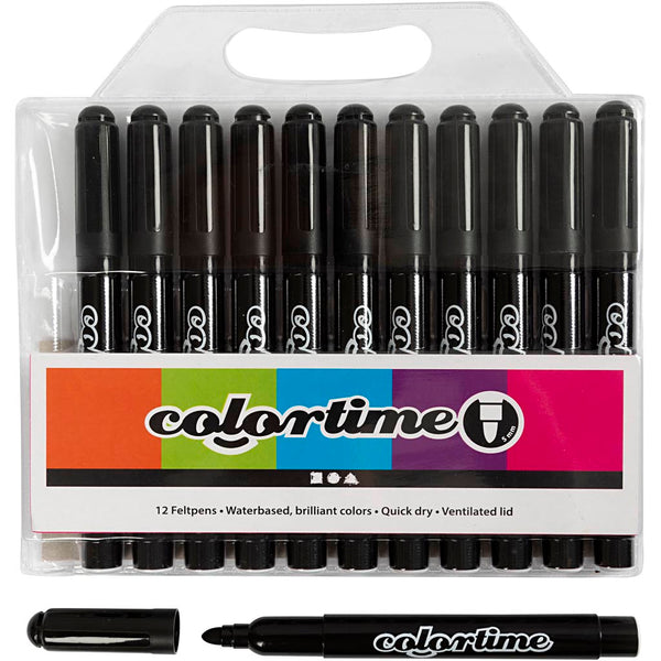Colortime Tusch, streg 5 mm, sort, 12 stk./ 1 pk.