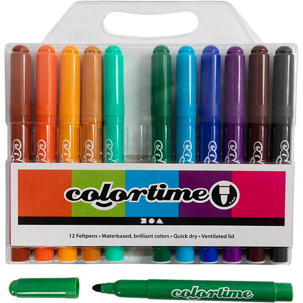 Colortime Tusch, streg 5 mm, suppleringsfarver, 12 stk./ 1 pk.