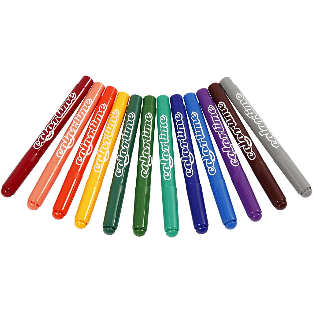 Colortime Tusch, streg 5 mm, suppleringsfarver, 12 stk./ 1 pk.