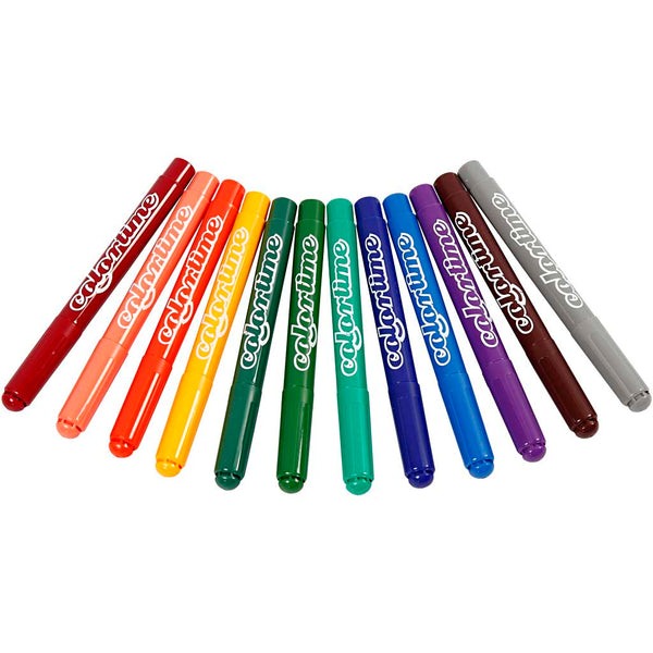 Colortime Tusch, streg 5 mm, suppleringsfarver, 12 stk./ 1 pk.