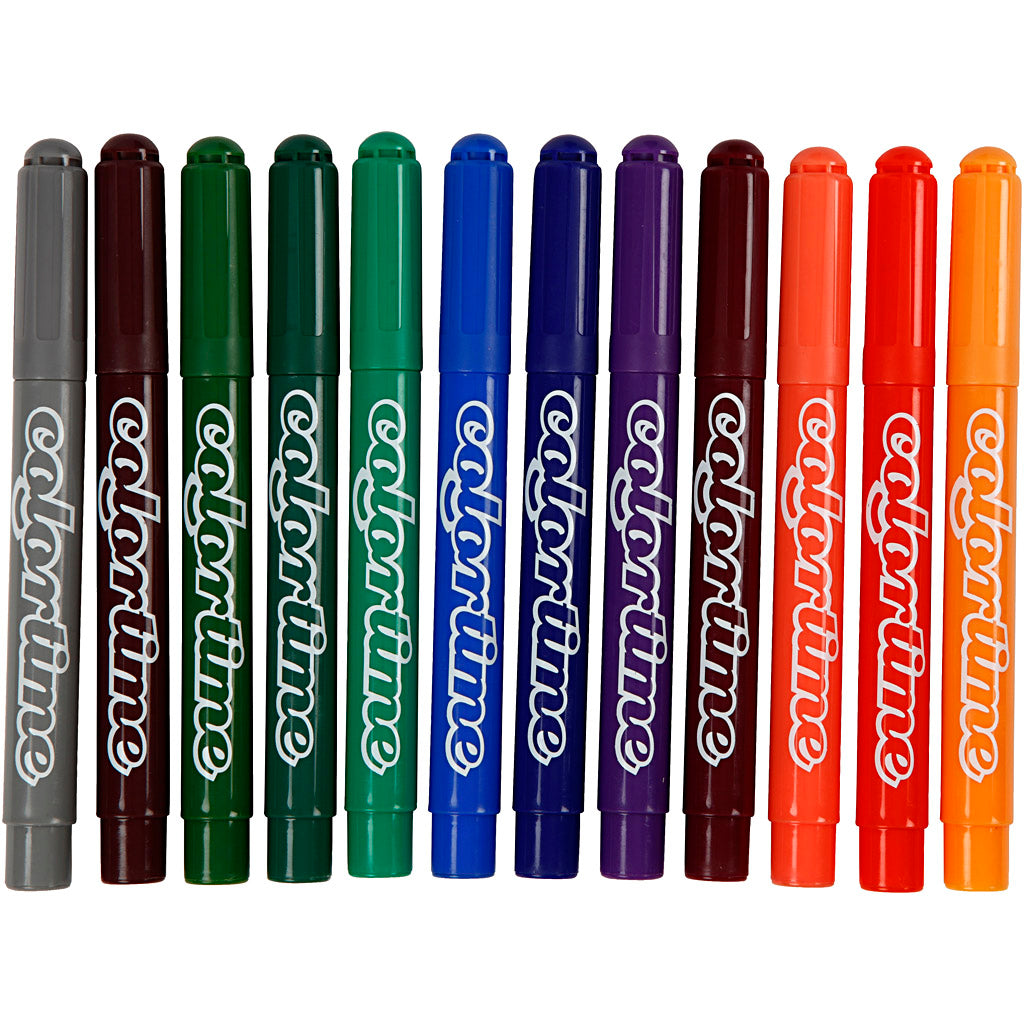 Colortime Tusch, streg 5 mm, suppleringsfarver, 12 stk./ 1 pk.