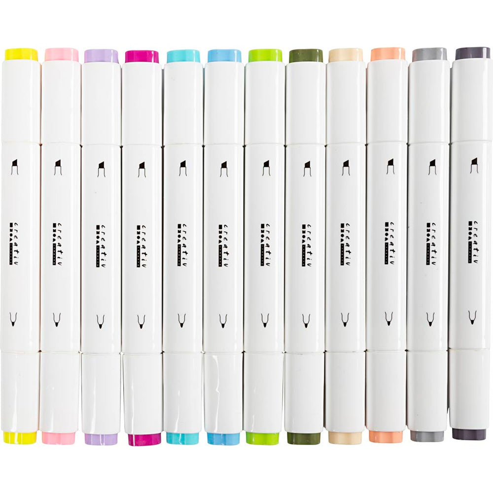 Illustration Marker, streg 1+8 mm, pastelfarver, 12 stk./ 1 pk.