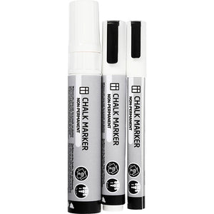 Kridttusch, streg 3+6+15 mm, hvid, 3 stk./ 1 pk.