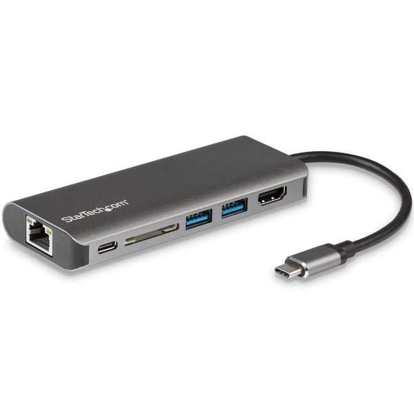 StarTech.com USB C Multiport Adapter - Portable USB Type-C Travel Dock - 4K HDMI, 2-pt USB Hub, SD, GbE, 60W PD Pass-Through - Laptop Dock Dockingstation