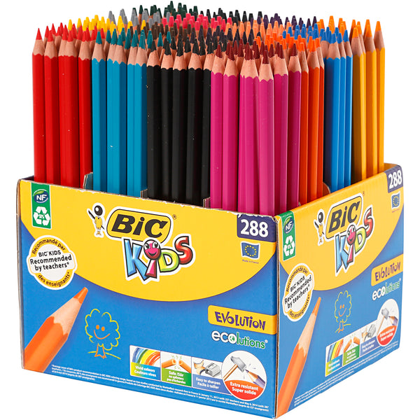 BIC Evolution Farveblyanter, L: 17,5 cm, mine 3 mm, ass. farver, 288 stk./ 1 pk.