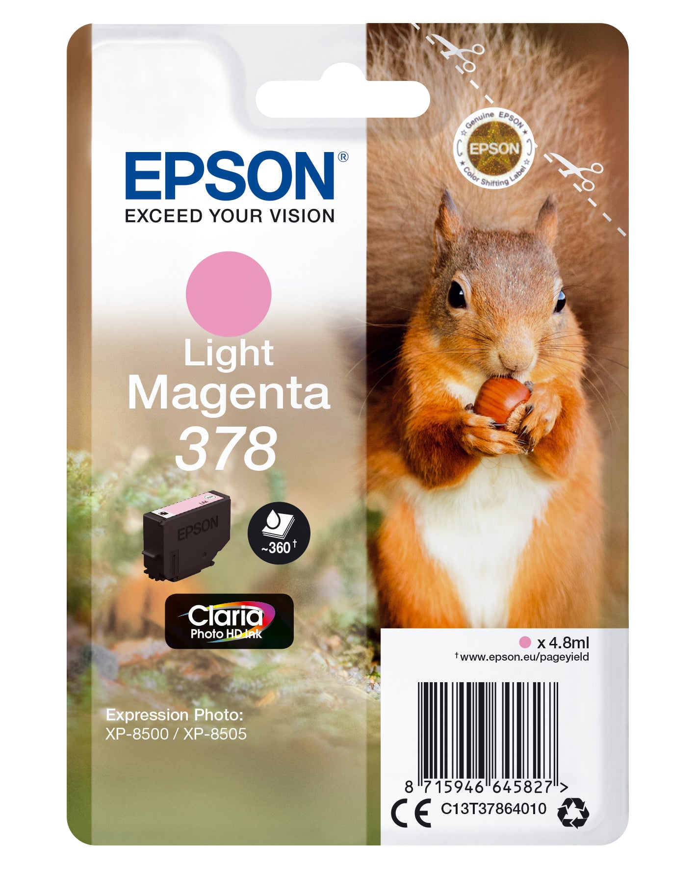 Epson 378 Lys magenta 360 sider Blæk C13T37864010