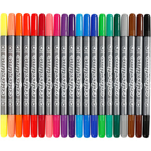 Colortime Dobbelttusch, streg 2,3+3,6 mm, standardfarver, 20 stk./ 1 pk.