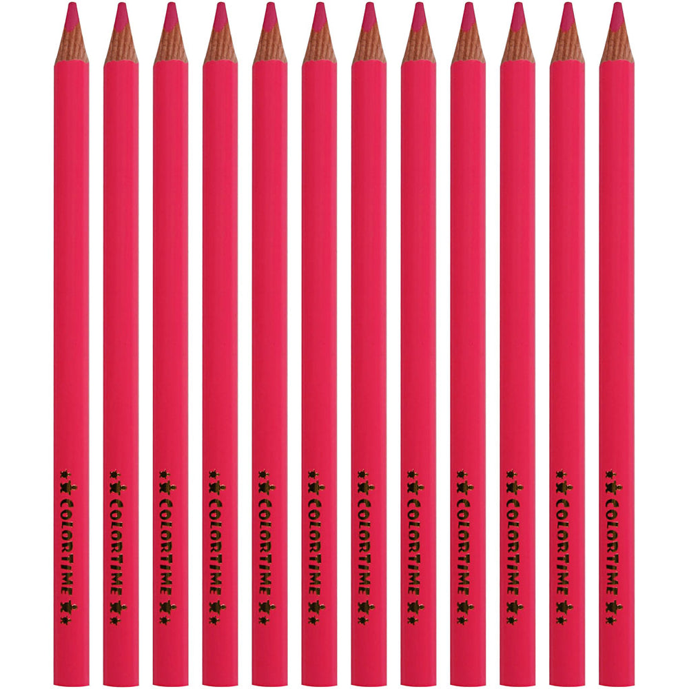 Colortime Farveblyanter, L: 17,45 cm, mine 5 mm, JUMBO, pink, 12 stk./ 1 pk.