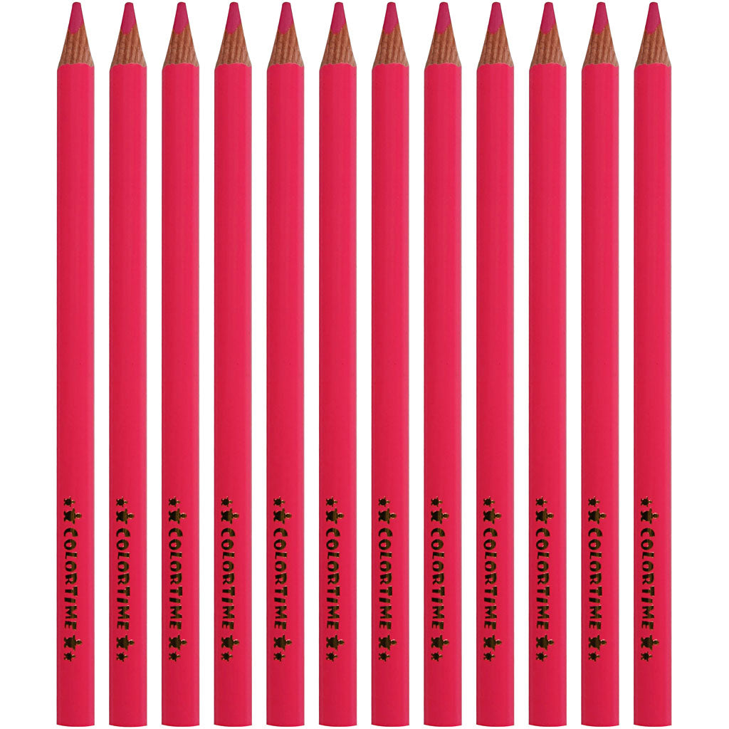 Colortime Farveblyanter, L: 17,45 cm, mine 5 mm, JUMBO, pink, 12 stk./ 1 pk.