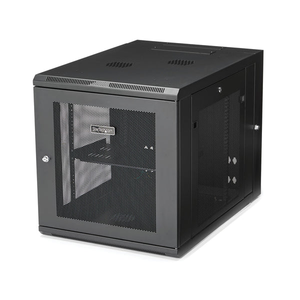 StarTech.com 12U 19 Wall Mount Network Cabinet - 24 Deep Hinged Vented Server Room Enclosure Locking Flexible IT Equipment Rack w/Shelf Stativindelukkekabinet Sort