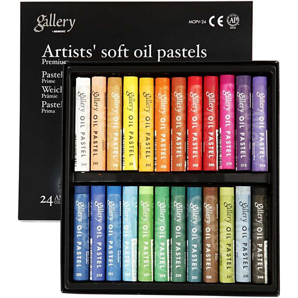 Gallery Oliepastel Premium, L: 7 cm, tykkelse 10 mm, ass. farver, 24 stk./ 1 pk.